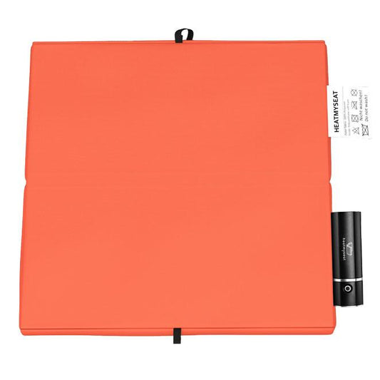 Le coussin chauffant stylé pour l'extérieur de couleur orange - Sans fil, avec batterie et mobile